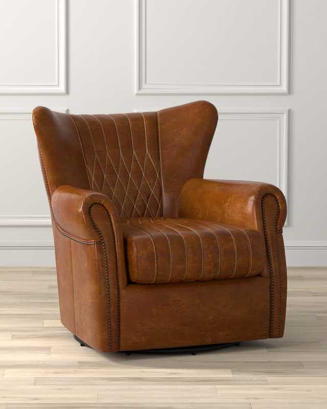 Bugatti Leather Swivel Chair